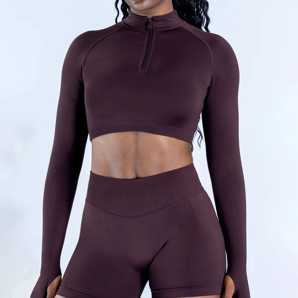 Top SculptFit Zip - Crop Top Deportivo De Manga Larga Con Media Cremallera