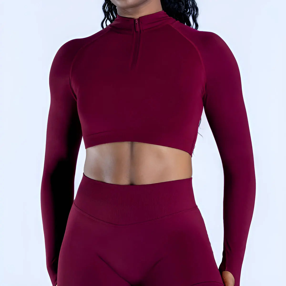 Top SculptFit Zip - Crop Top Deportivo De Manga Larga Con Media Cremallera