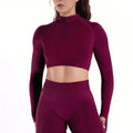 Top SculptFit Zip - Crop Top Deportivo De Manga Larga Con Media Cremallera